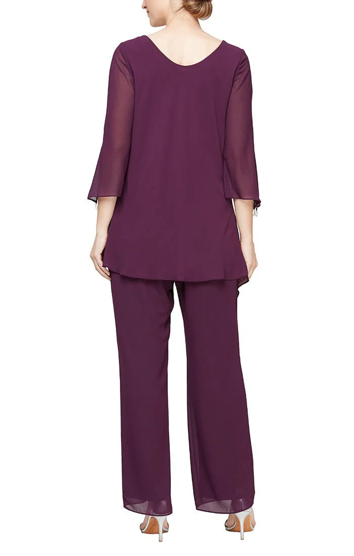 Alex Evenings Frilled Top Chiffon Pantsuit 8192002