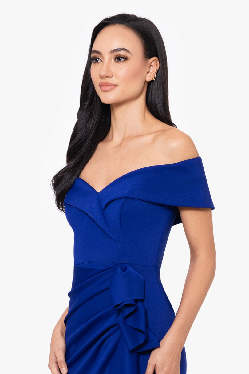 Xscape Evenings "Patti" Off the Shoulder Scuba Crepe Dress 4793X