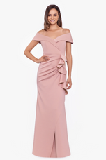 Xscape Evenings "Patti" Off the Shoulder Scuba Crepe Dress 4793X