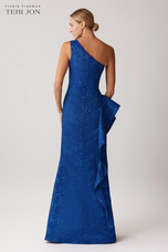 Teri Jon One Shoulder Side Ruffle Evening Gown 247089