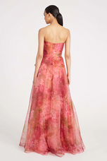 Theia Strapless A-line Floral Evening Gown 8818871