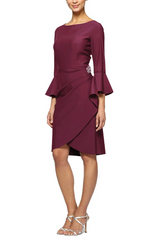 Alex Evenings Compression Cocktail Dress with Bell Sleeves 134183