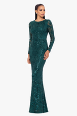 Betsy and Adam Long Sleeve Sequin "Nara" Dress A26776