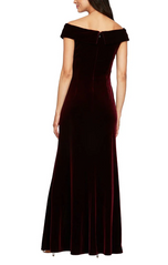 Alex Evenings Velvet Off the Shoulder Evening Gown 81917705