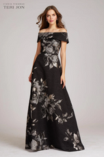 Teri Jon Floral Jacquard Off the Shoulder Gown 217048