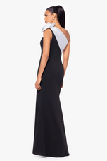 Betsy and Adam One Shoulder Scuba Crepe "Havannah" Dress A26742