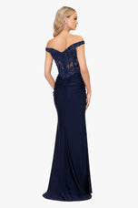 Betsy & Adam Off Shoulder Long Prom Dress A26276