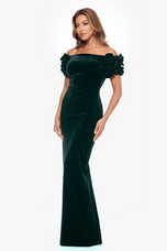 Xscape Evenings "Rosie" Off the Shoulder Velvet Evening Gown 6408X