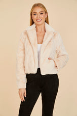 Dolce Cabo Plush Faux Fur Notch Collar Jacket 75362