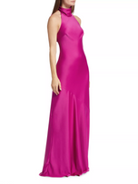 Monique Lhuillier "Caroline" Satin Halter Gown 44111055