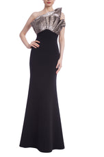 Badgley Mischka Strapless Gown with Asymmetrical Bodice EG4311