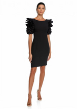 Shani Ruffle Sleeve Crepe Sheath Dress S115