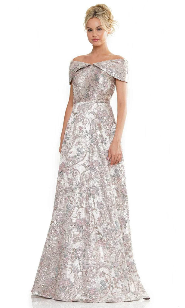 Rina di Montella Off the Shoulder Jacquard Evening Dress RD2986