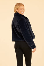 Dolce Cabo Plush Faux Fur Notch Collar Jacket 75362