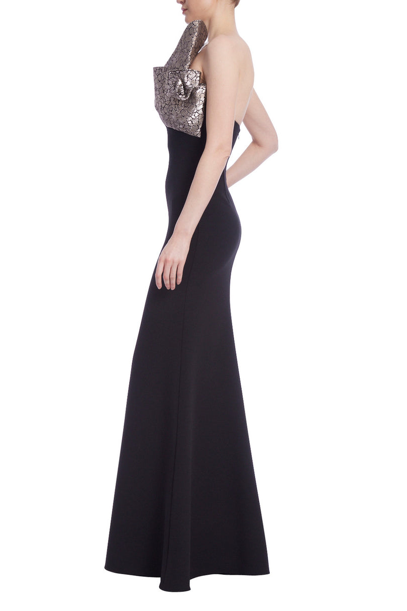 Badgley Mischka Strapless Gown with Asymmetrical Bodice EG4311