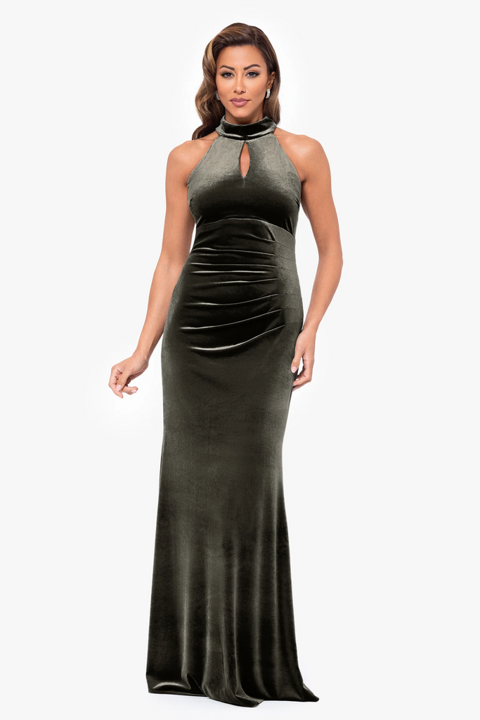 Xscape Evenings "Grace" Velvet Mock Neck Dress 6437X