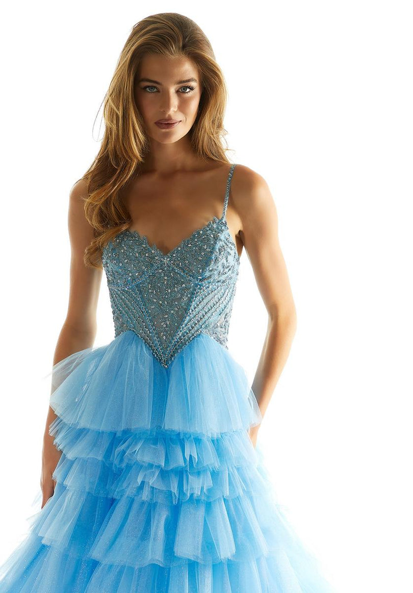 Morilee Basque Waist Ruffle Prom Dress 49005