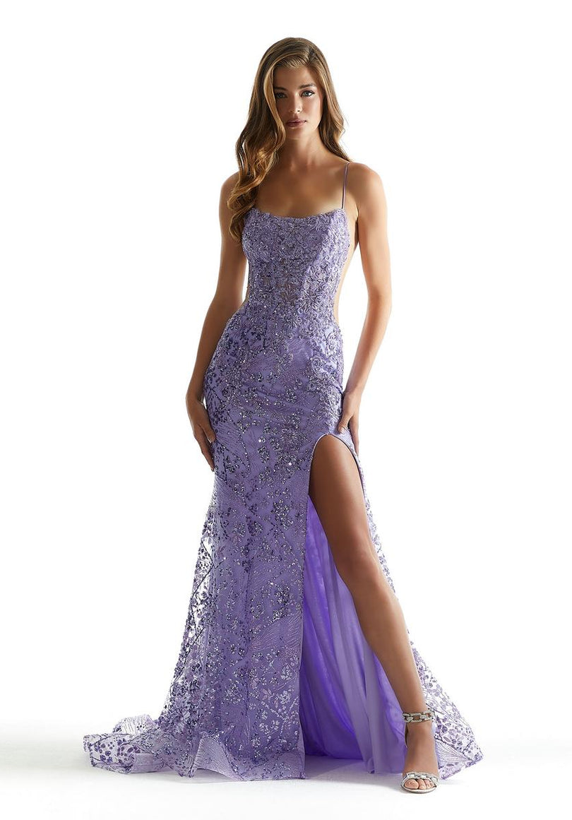 Morilee Metallic Sequin Lace-up Back Prom Dress 49006