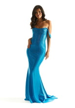 Morilee Off Shoulder Long Heat Stone Prom Dress 49031