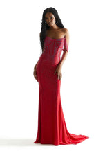 Morilee Off Shoulder Long Heat Stone Prom Dress 49031