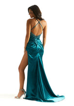 Morilee Beaded Bodice Satin High Slit Prom Dress 49038