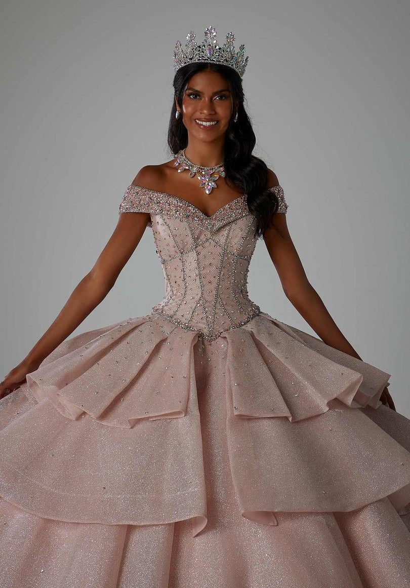 Vizcaya by Morilee Glitter Net Quince Dress 89447