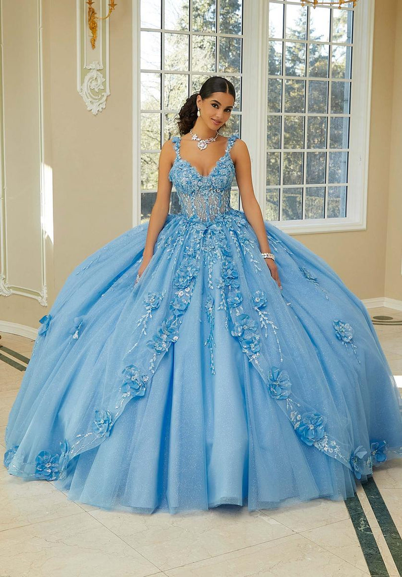 Vizcaya by Morilee 3D Floral Glitter Quince Dress 89475