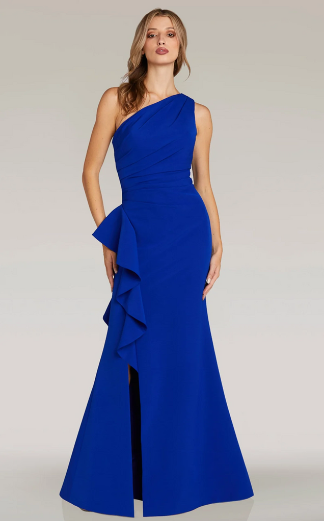 Feriani One Shoulder Evening Dress with Ruffle 18335