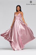 Faviana Glamour Satin A-Line Dress S10400