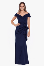 Xscape Evenings "Patti" Off the Shoulder Scuba Crepe Dress 4793X