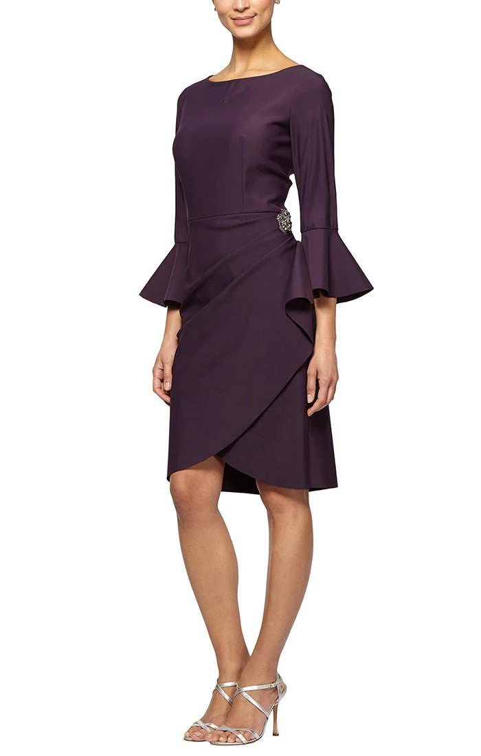 Alex Evenings Compression Cocktail Dress with Bell Sleeves 134183