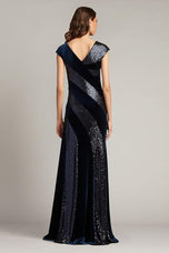 Tadashi Shoji Sequin Stripe Velvet Column Gown BAL23354L