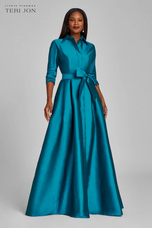 Teri Jon Taffeta Shirt Waist Evening Gown 229051