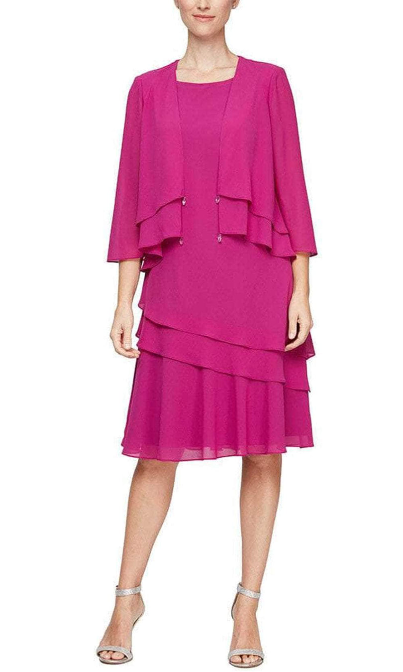 Alex Evenings Knee Length Chiffon 2-Piece Dress 8192005