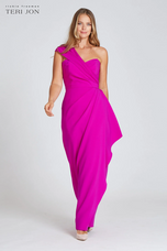 Teri Jon Stretch Crepe Side Drape Gown 219012