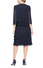 Alex Evenings Knee Length Chiffon 2-Piece Dress 8192005