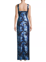 Black Halo "Charlene" Metallic Floral Evening Gown 1795108