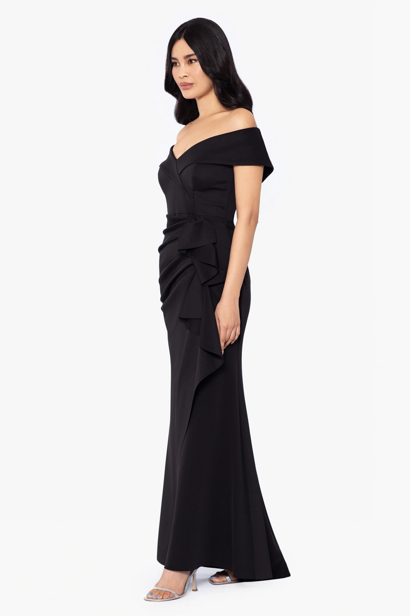 Xscape Evenings "Patti" Off the Shoulder Scuba Crepe Dress 4793X