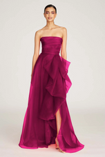 Theia Strapless Draped "Teresa" Evening Gown 8817572