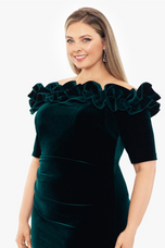 Xscape Evenings Off the Shoulder Velvet Evening Dress 5082X