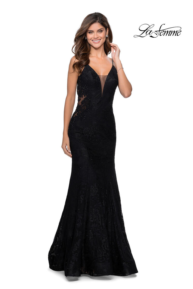 La Femme Illusion Lace Prom Dress 28355