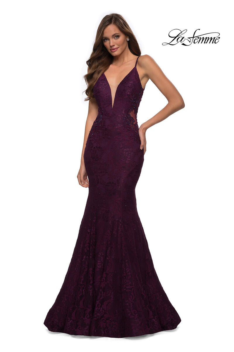 La Femme Illusion Lace Prom Dress 28355