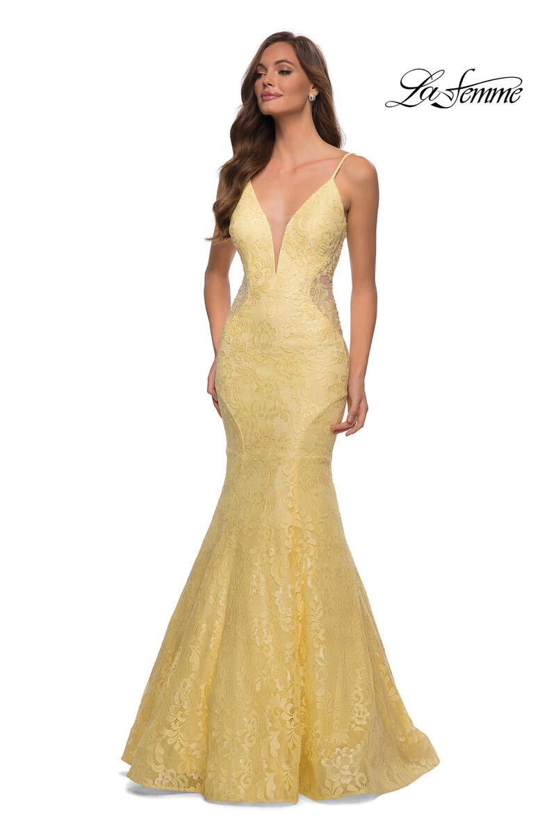 La Femme Illusion Lace Prom Dress 28355