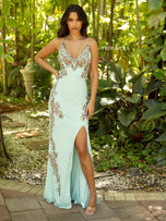 Primavera Couture Beaded Long Dress 3211