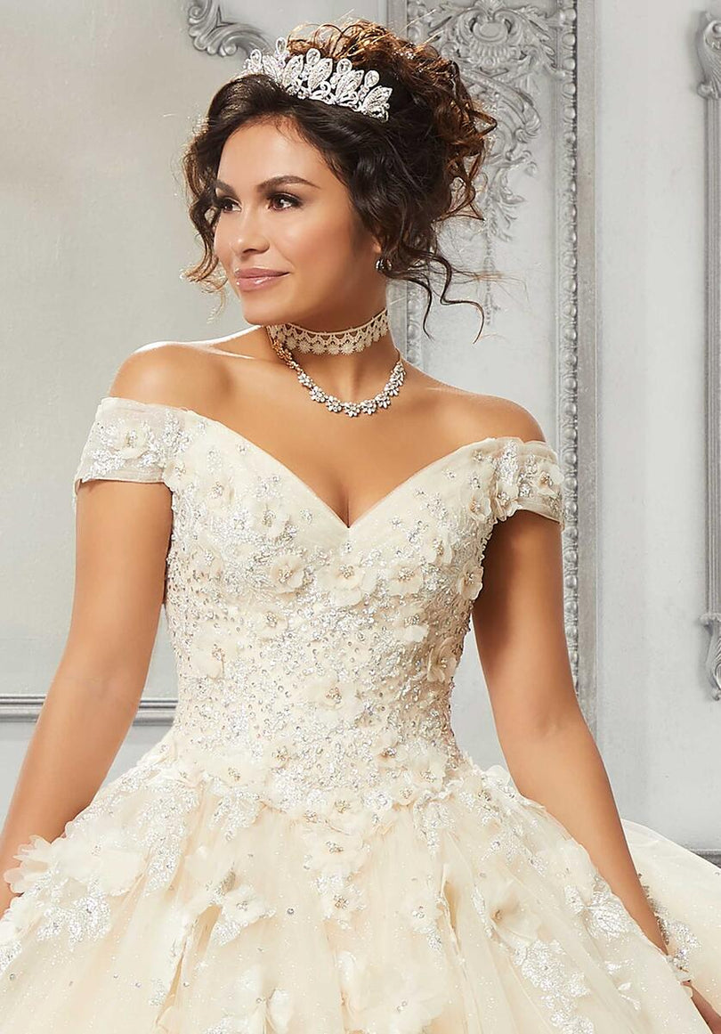 Vizcaya by Morilee Glitter Lace Quince Dress 89316