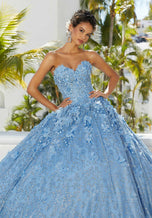 Vizcaya by Morilee 3D Glitter Tulle Quince Dress 89353