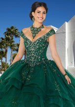 Vizcaya by Morilee Organza Sparkle Quince Dress 89356