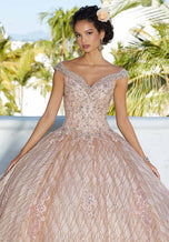 Vizcaya by Morilee Patterned Glitter Quince Dress 89357