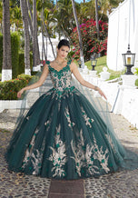 Vizcaya by Morilee Metallic Embroidered Quince Dress 89362