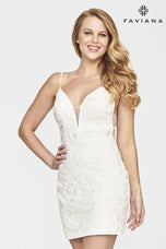 Faviana V-Neck Lace Homecoming Dress S10710